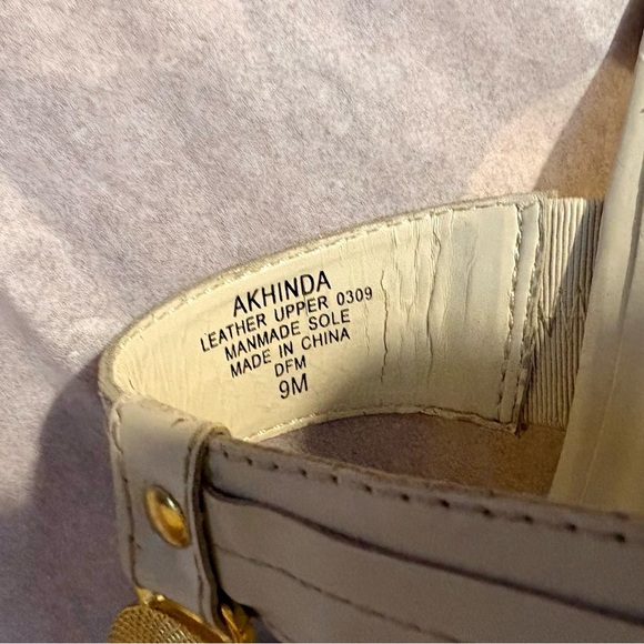 Anne Klein Cream Sandals with Gold Accent - Picture 11 of 16